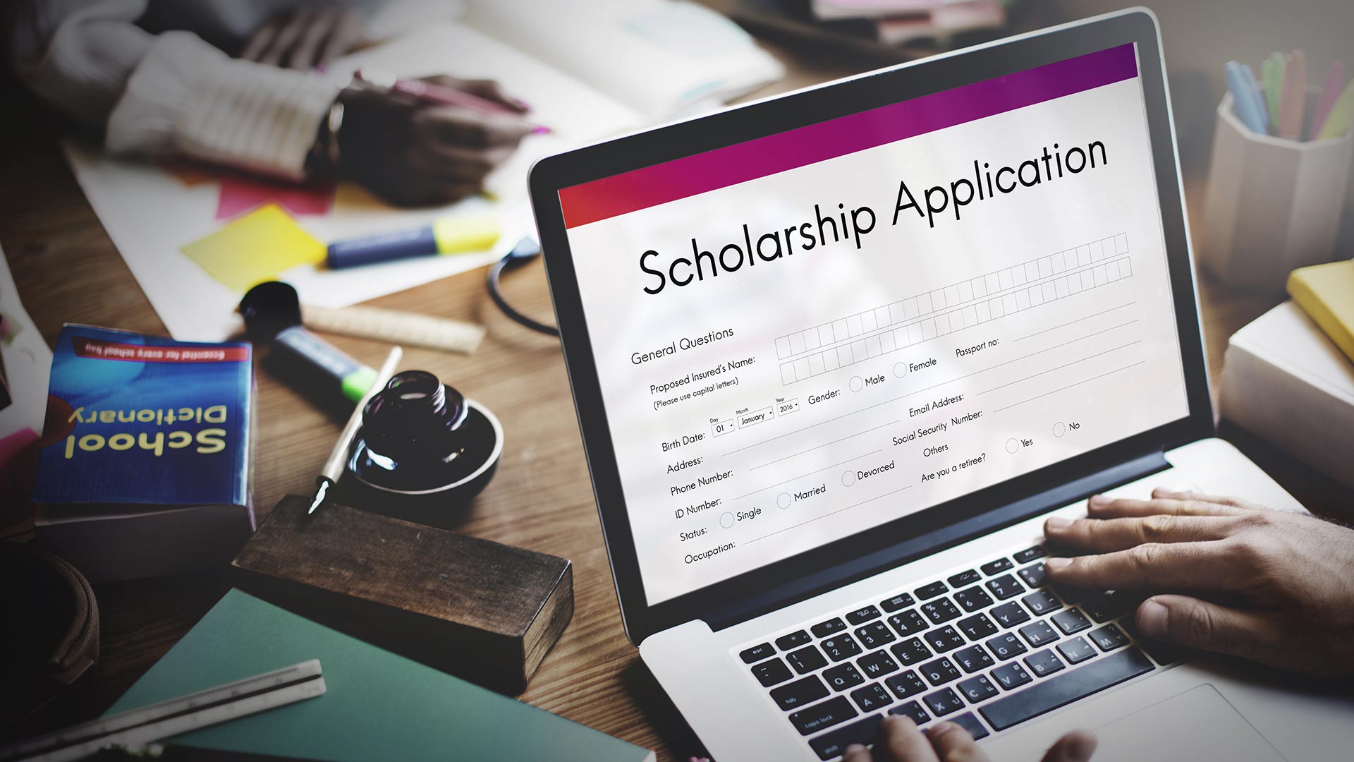 Computer with scholarship application open